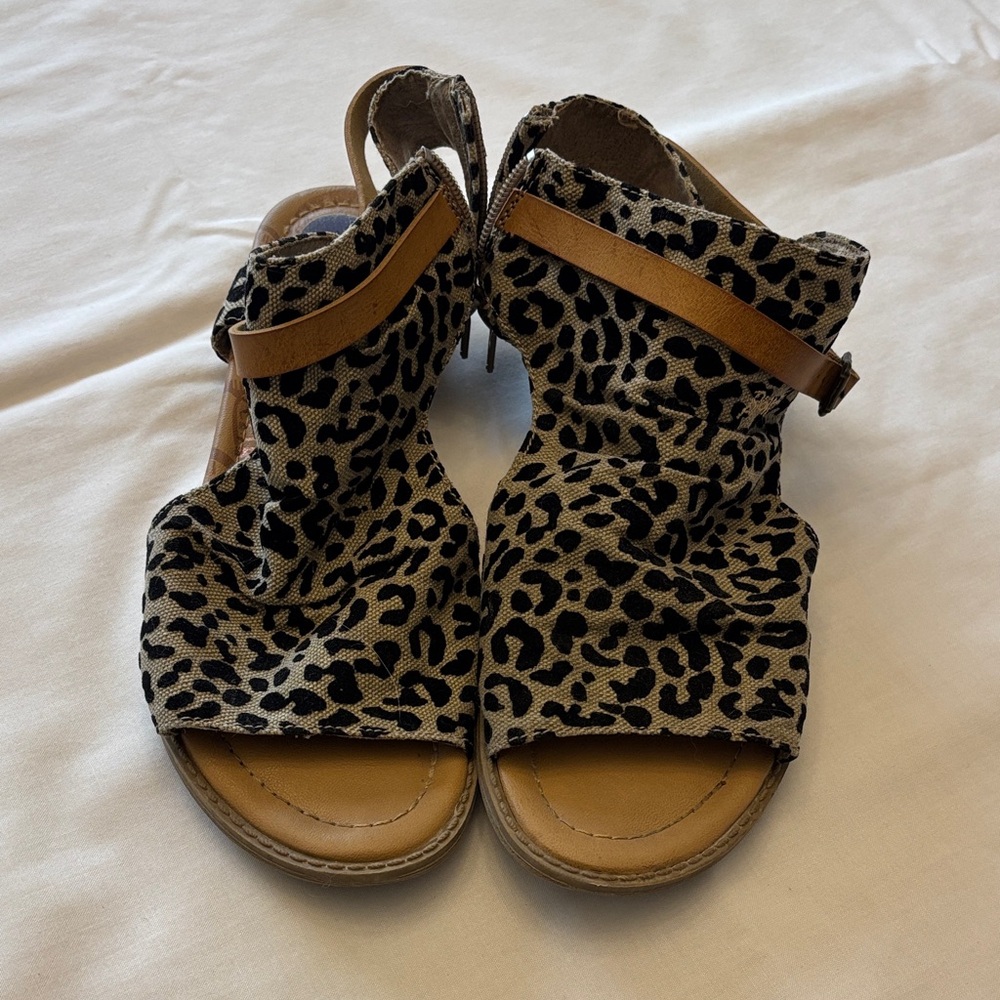 Blowfish Leopard Sandals with Brown Straps